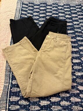 Two Pairs of Casual Boutique Barrel Pants in Black and Khaki